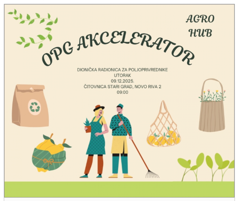 AGRO HUB, u suradnji sa SDŽ, poziva poljoprivrednike Hvara i Visa na radionicu OPG akcelerator