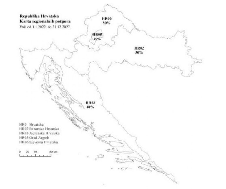 Europska komisija odobrila kartu regionalnih potpora za Hrvatsku za razdoblje 2022. – 2027.