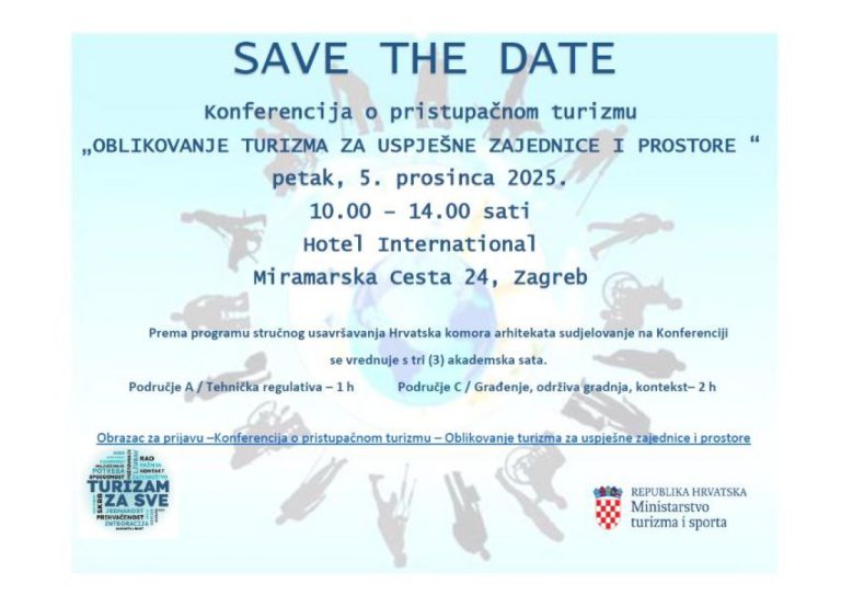 Poziv na 5. Konferenciju o pristupačnom turizmu – Oblikovanje turizma za uspješne zajednice i prostore