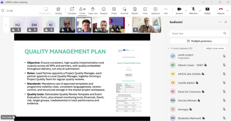 Održan online sastanak projekta LANDS